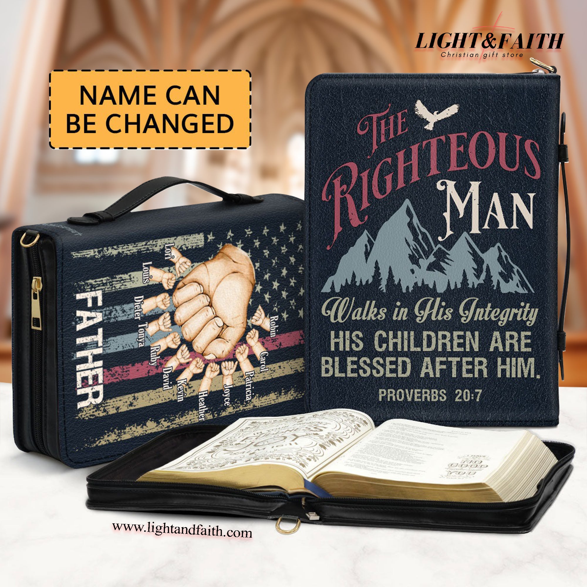The Righteous Man Walks In His Integrity Leather Book Cover, Personalized Bible Cover, Christian Gift, Bible Covers Jesus Gifts